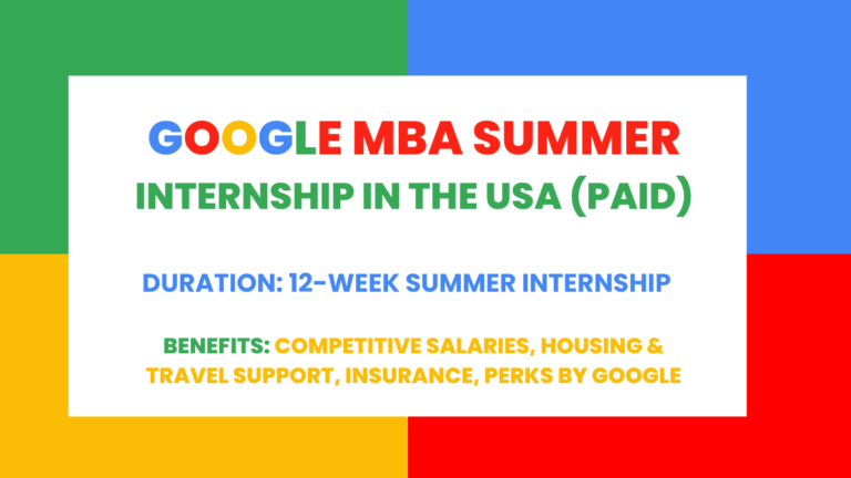 Google MBA Internship Summer Program in USA